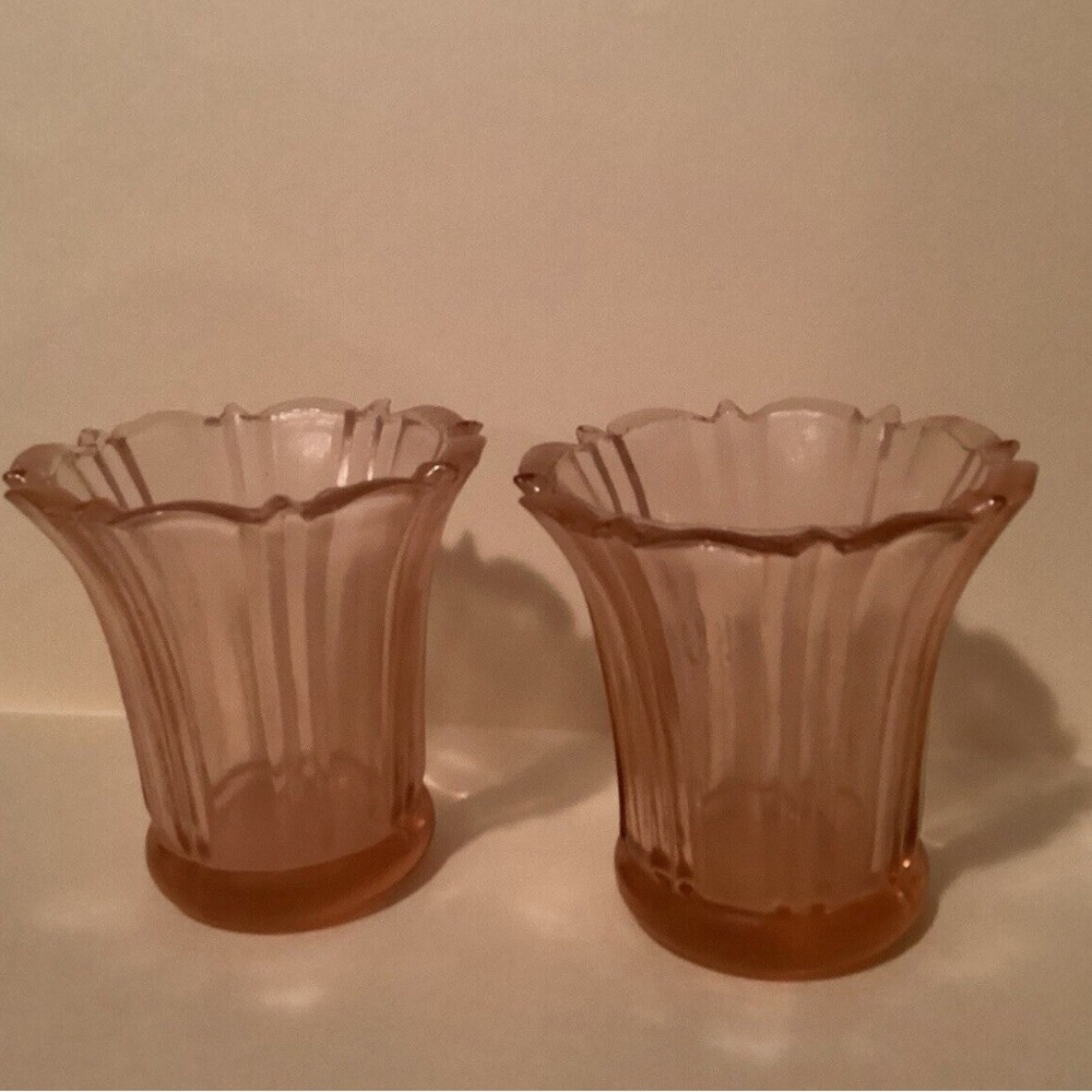 Elegant Depression Pink Glass Votive Holders